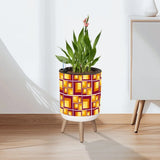 Retro 70s Midcentury Flower Pot - Scandi Style Plant Pot with Wooden Legs - retro plant pot
