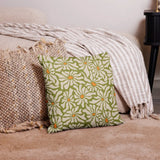 RETRO 70s Midcentury Green White Orange DAISY Premium PILLOW Hippie Boho Floral - retro pillow