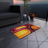 RETRO 70s Midcentury OUTDOOR RUG Orange Yellow Burgundy Non Slip 4 Sizes - retro rug