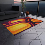 RETRO 70s Midcentury OUTDOOR RUG Orange Yellow Burgundy Non Slip 4 Sizes - retro rug
