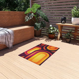 RETRO 70s Midcentury OUTDOOR RUG Orange Yellow Burgundy Non Slip 4 Sizes - retro rug