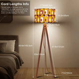 Retro 70s Midcentury Style Tripod Floor Lamp: Orange Brown Linen Shade Remote - retro floor lamps