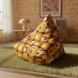 Retro 70s Midcentury Style Tripod Floor Lamp: Orange Brown Linen Shade Remote - retro floor lamps