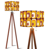 Retro 70s Midcentury Style Tripod Floor Lamp: Orange Brown Linen Shade Remote - US Plug - retro floor lamps