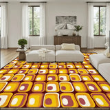 Retro 70s Orange Midcentury Rug 12x9 ft – Soft Non-Slip Living Room Carpet - 144’’x108’’ - retro rug