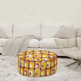 Retro 70s Orange Ottoman – Midcentury Modern Footstool Seat - pouf