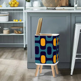 Retro 70s Pattern Table Lamp – Wood Tripod Base Linen Shade - retro table lamps