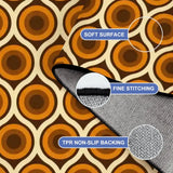 Retro 70s Peacock Area Rug: Orange Brown Non-Slip Plush 12x9 ft / 365x274 cm - 8’’x 6’’ - retro rug