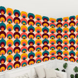 Retro 70s Peacock Eye Removable Stick and Peel Midcentury Wallpaper - 144’’x100’’ - retro wallpaper