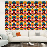 Retro 70s Peacock Eye Removable Stick and Peel Midcentury Wallpaper - 144’’x100’’ - retro wallpaper