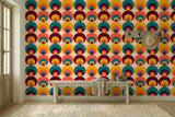 Retro 70s Peacock Eye Removable Stick and Peel Midcentury Wallpaper - 144’’x100’’ - retro wallpaper