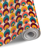 Retro 70s Peacock Eye Removable Stick and Peel Midcentury Wallpaper - 144’’x100’’ - retro wallpaper
