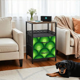 Retro 70s Peacock Eyes Bedside Table with Power Strip & 2 Drawers - retro bedside table