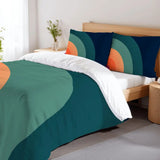 Retro 70s Rainbow Midcentury Duvet Cover Set: Blue Green Orange Bedding - Bedding - retro