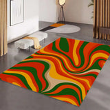Retro 70s Rectangular Foldable Floor Mat – Midcentury Modern Area Carpet - retro rug