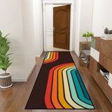Retro 70s Runner Rug – Midcentury Rainbow Multiple Sizes Non-Slip - 24’’x72’’ - retro runner