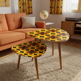 Retro 70s Scandi Style Plant Pot with Wooden Legs: Yellow Orange Brown - retro plant pot
