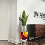 Retro 70s Scandi Style Plant Pot with Wooden Legs: Yellow Orange Red - retro plant pot