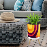 Retro 70s Scandi Style Plant Pot with Wooden Legs: Yellow Orange Red - retro plant pot