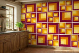 Retro 70s Stick and Peel Wallpaper: Mid-Century Modern Removable Mural - 144’’x100’’ - retro wallpaper