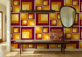 Retro 70s Stick and Peel Wallpaper: Mid-Century Modern Removable Mural - 144’’x100’’ - retro wallpaper