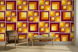 Retro 70s Stick and Peel Wallpaper: Mid-Century Modern Removable Mural - 144’’x100’’ - retro wallpaper