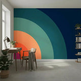 Retro 70s Stick and Peel Wallpaper: Mid-Century Modern Removable Mural - 144’’x100’’ - retro wallpaper