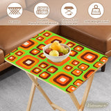 Retro 70s Style Folding TV Trays Set of 4 + Storage Rack Wooden Tables - 4 Pack - retro tv tray
