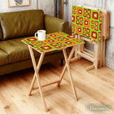 Retro 70s Style Folding TV Trays Set of 4 + Storage Rack Wooden Tables - 4 Pack - retro tv tray