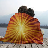 Retro 70s Sunburst Flannel Blanket – Midcentury Modern Cozy Throw - retro blankets