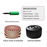 Retro 70s Sunburst Inflatable Ottoman – Midcentury Modern Portable Footstool - pouf