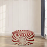 Retro 70s Sunburst Inflatable Ottoman – Midcentury Modern Portable Footstool - pouf