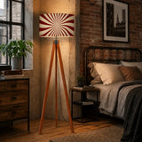 Retro 70s Sunburst Remote Tripod Floor Lamp: Midcentury Style Shade - retro floor lamps