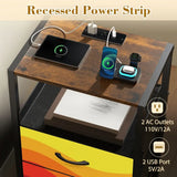 Retro 70s Sunset Midcentury Bedside Table with Power Strip & Drawers - retro bedside table