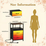 Retro 70s Sunset Midcentury Bedside Table with Power Strip & Drawers - retro bedside table