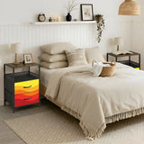 Retro 70s Sunset Midcentury Bedside Table with Power Strip & Drawers - retro bedside table
