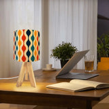 Retro 70s Table Lamp with Remote – Wooden Nordic Tripod Midcentury Light - retro table lamps