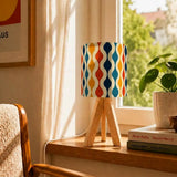 Retro 70s Table Lamp with Remote – Wooden Nordic Tripod Midcentury Light - retro table lamps