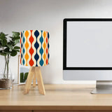 Retro 70s Table Lamp with Remote – Wooden Nordic Tripod Midcentury Light - retro table lamps