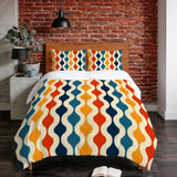 Retro 70s Twin Duvet Cover Set: Midcentury Modern Bedding (55’’x79’’ / 140x200 cm) - One Size - Bedding - retro
