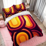 Retro 70s Vibrant Duvet Cover Set: Yellow Orange Red Midcentury Bedding - Bedding - retro