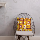 RETRO 70s VINTAGE Design PILLOW Orange Brown Yellow Throw Cushion - retro ads