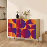 Retro 70s Wooden Storage Cabinet – Geometric Vibrant Colors - One Size - retro cabinet