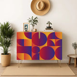 Retro 70s Wooden Storage Cabinet – Geometric Vibrant Colors - One Size - retro cabinet