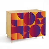 Retro 70s Wooden Storage Cabinet – Geometric Vibrant Colors - One Size - retro cabinet