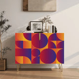 Retro 70s Wooden Storage Cabinet – Geometric Vibrant Colors - One Size - retro cabinet
