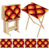 Retro 70s Wooden TV Tray Set with Stand – Folding Snack Tables Set of 4 - 4 Pack - retro tv tray