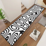 Retro 80s Runner Rug – Black White Monochrome Hallway Floor Decor Many Sizes - retro runner