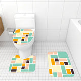 Retro Bathroom Mat Set | Retro Midcentury 3-Piece Rugs Multicolor Mosaic Tiles Pattern - One Size - retro bathroom