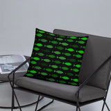 RETRO BLACK GREEN Pillow Abstract 1960s Vintage Neon Fishes Cushion Gift - retro pillow